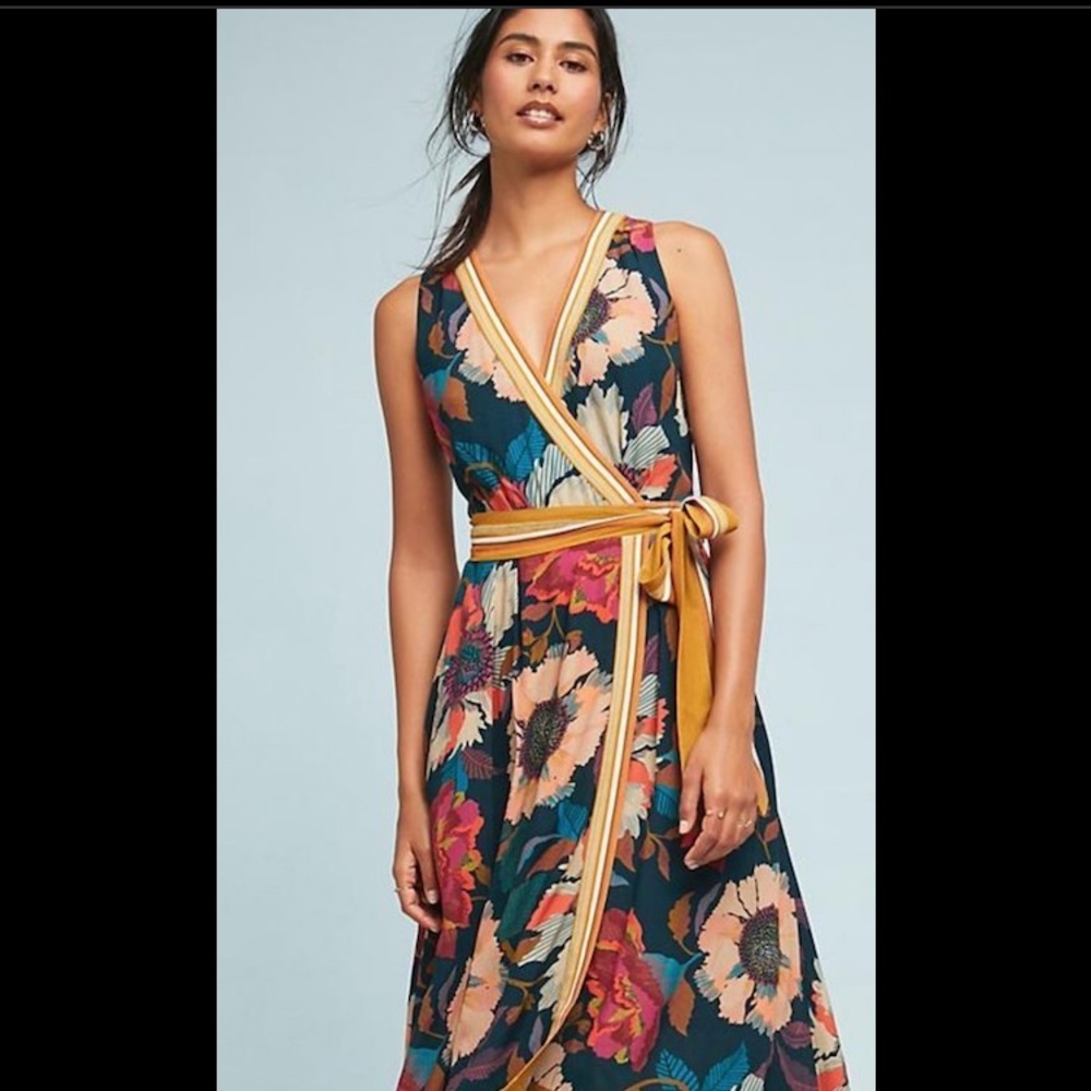 Anthropologie Maeve Flower Pattern Dress Size 4